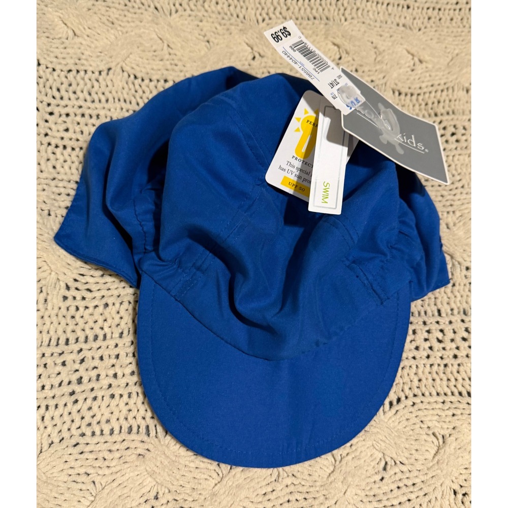 Koala Kids Blue Swim Hat UPF 50 UV Protection Neck Flap Sun Cap 3T/4T NWT